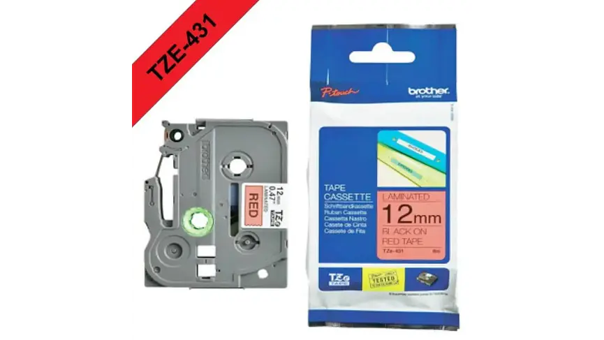 Brother TZe-431 | Cinta Etiqueta Roja - Texto Negro 1
