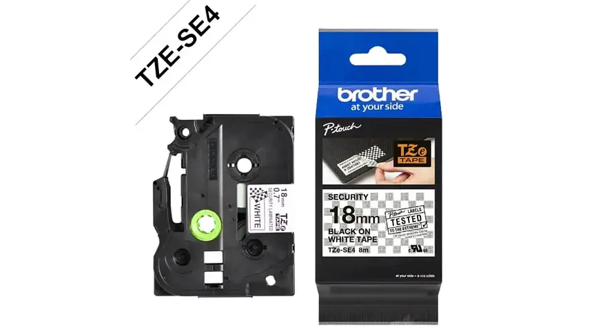 Brother TZe-SE4 | Cinta Etiqueta de Seguridad Blanca - Texto N... 1