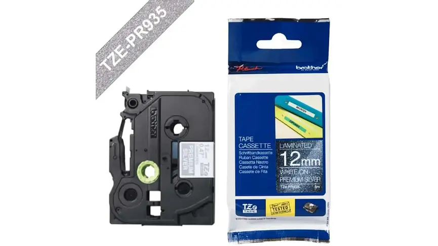 Brother TZe-PR935 | Cinta Etiqueta Premium Plata - Texto Blanco 1