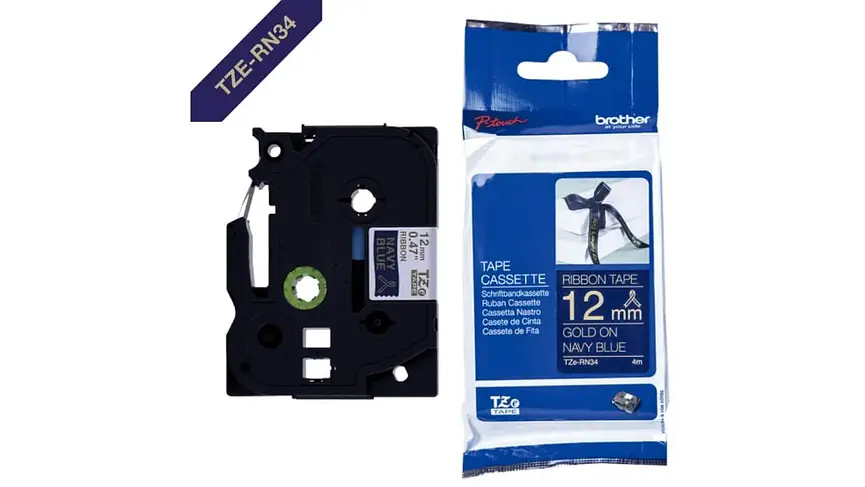 Brother TZe-RN34 | Cinta Satinada no Adhesiva Azul Marino - Te... 1