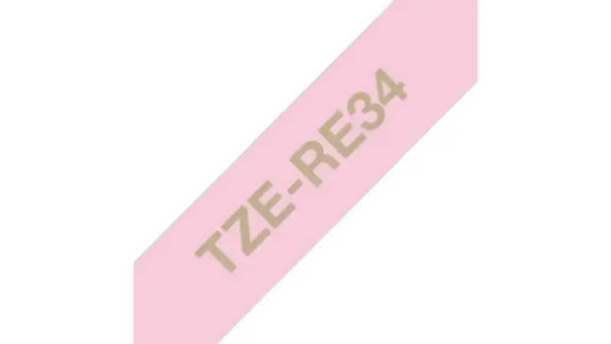 Brother TZe-RE34 | Cinta Satinada no Adhesiva Rosa - Texto Dorado 3