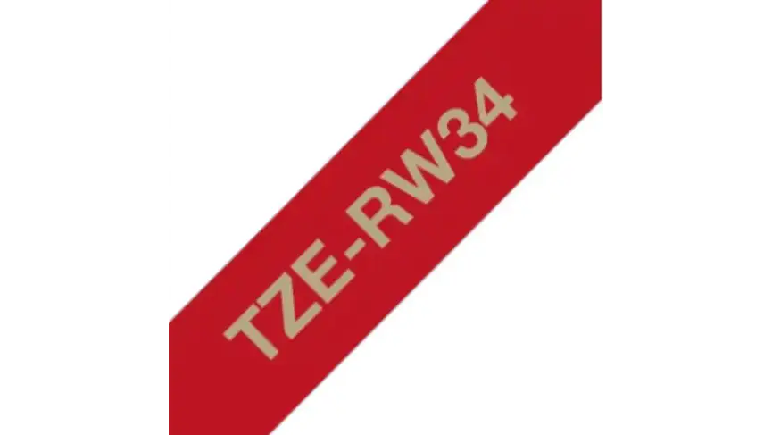 Brother TZe-RW34 | Cinta Satinada no Adhesiva Rojo - Texto Dorado 3