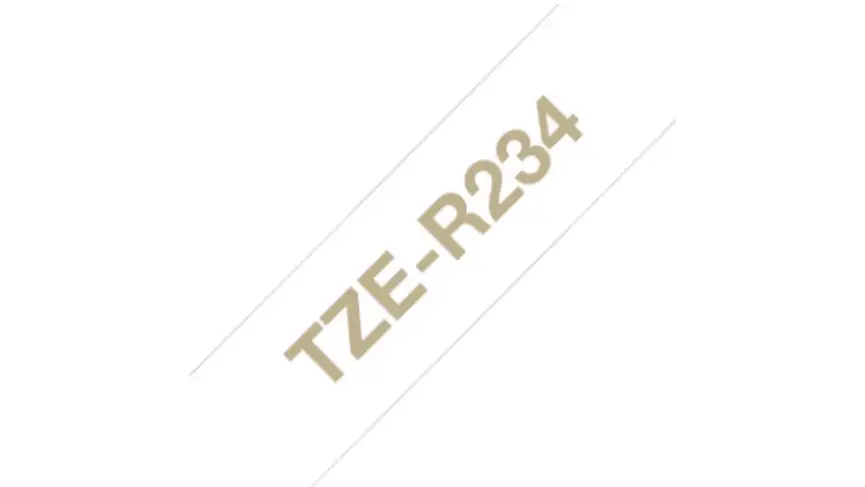 Brother TZe-R234 | Cinta Satinada no Adhesiva Blanco - Texto Dorado 3