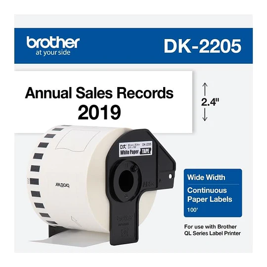 3 Rollen DK-22205 Endlos-Etiketten (62mm x 30,48m pro Rolle) Schwarz auf Weiß, Kompatibel mit Brother QL-Druckern, Thermopapier für klare Versandlabels, Adressetiketten, Bilder und Barcodes