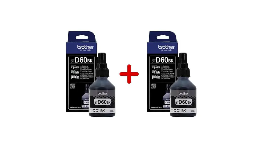 Pack 2 x Brother BT-D60 Black | Tinta Original 1