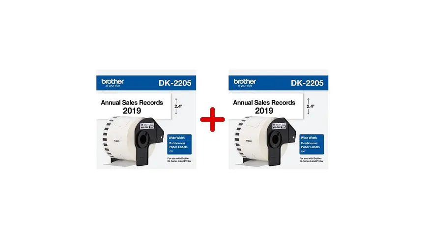 Pack 2 x Brother DK-2205 | Cinta Etiqueta Blanca - Texto Negro 1