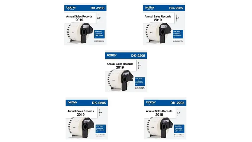 Pack 5 x Brother DK-2205 | Cinta Etiqueta Blanca - Texto Negro 1