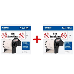 Pack 2 x Brother DK-2251 | Cinta Etiqueta Blanca - Texto Negro/Rojo/Mix