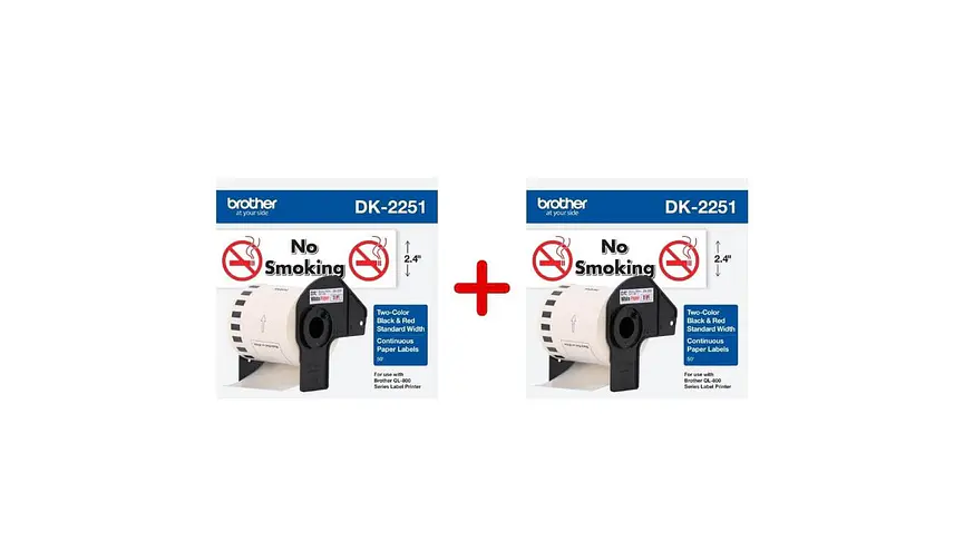 Pack 2 x Brother DK-2251 | Cinta Etiqueta Blanca - Texto Negro... 1