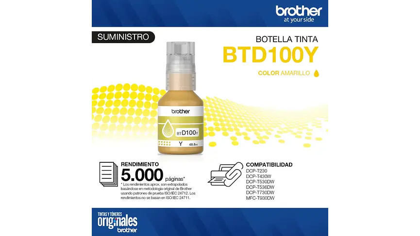 Brother BTD100Y Yellow | Tinta Original 4