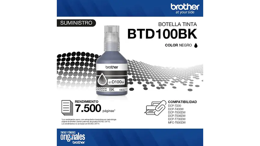 Brother BTD100BK Black | Tinta Original 4