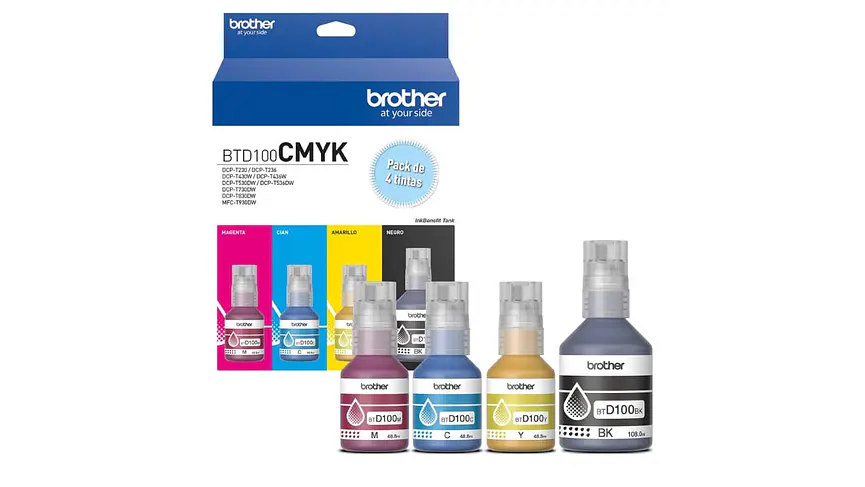 Brother Pack 4 Colores BTD100 C/M/Y/BK | Tinta Original 1