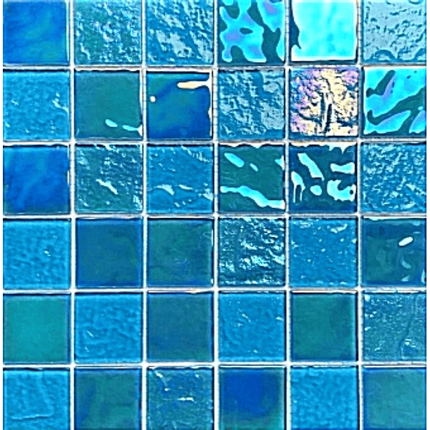 Mosaico vidrio tornasol azul 4.8*4.8 iridicentes  1