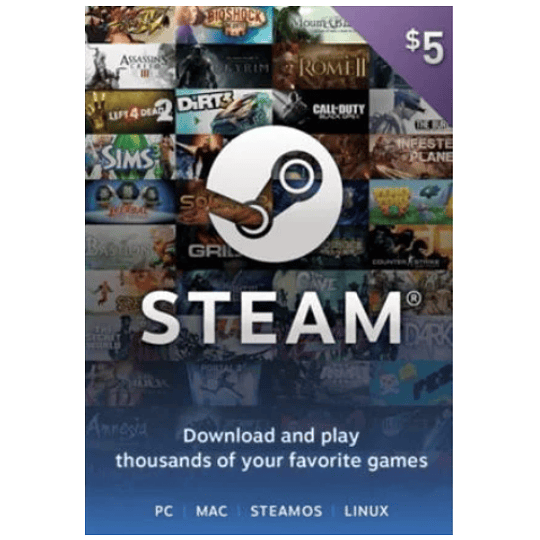 Steam Wallet $5 USD (Estados Unidos)