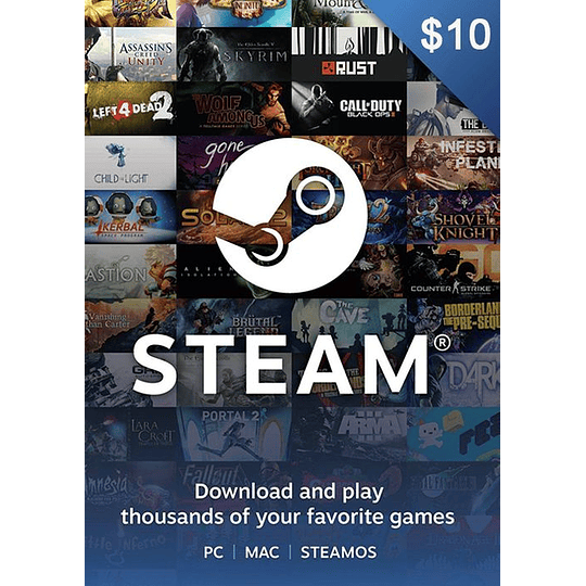 Steam Wallet $10 USD (Estados Unidos)