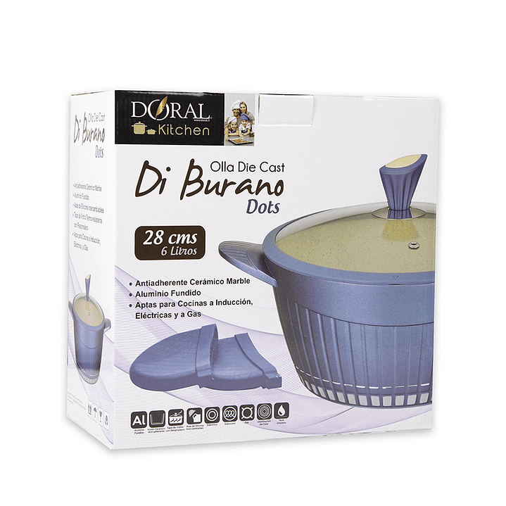 Olla Die Cast con Fondo Marmolado (6 Litros) DOTS – Línea Di Burano 6