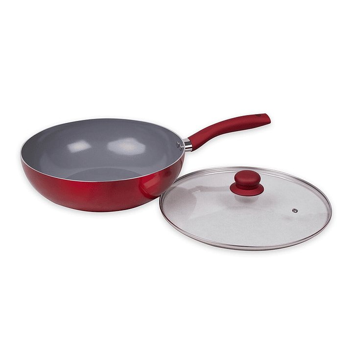 Wok Acero Inoxidable Doral Montecarlo Rojo 26 cm 3