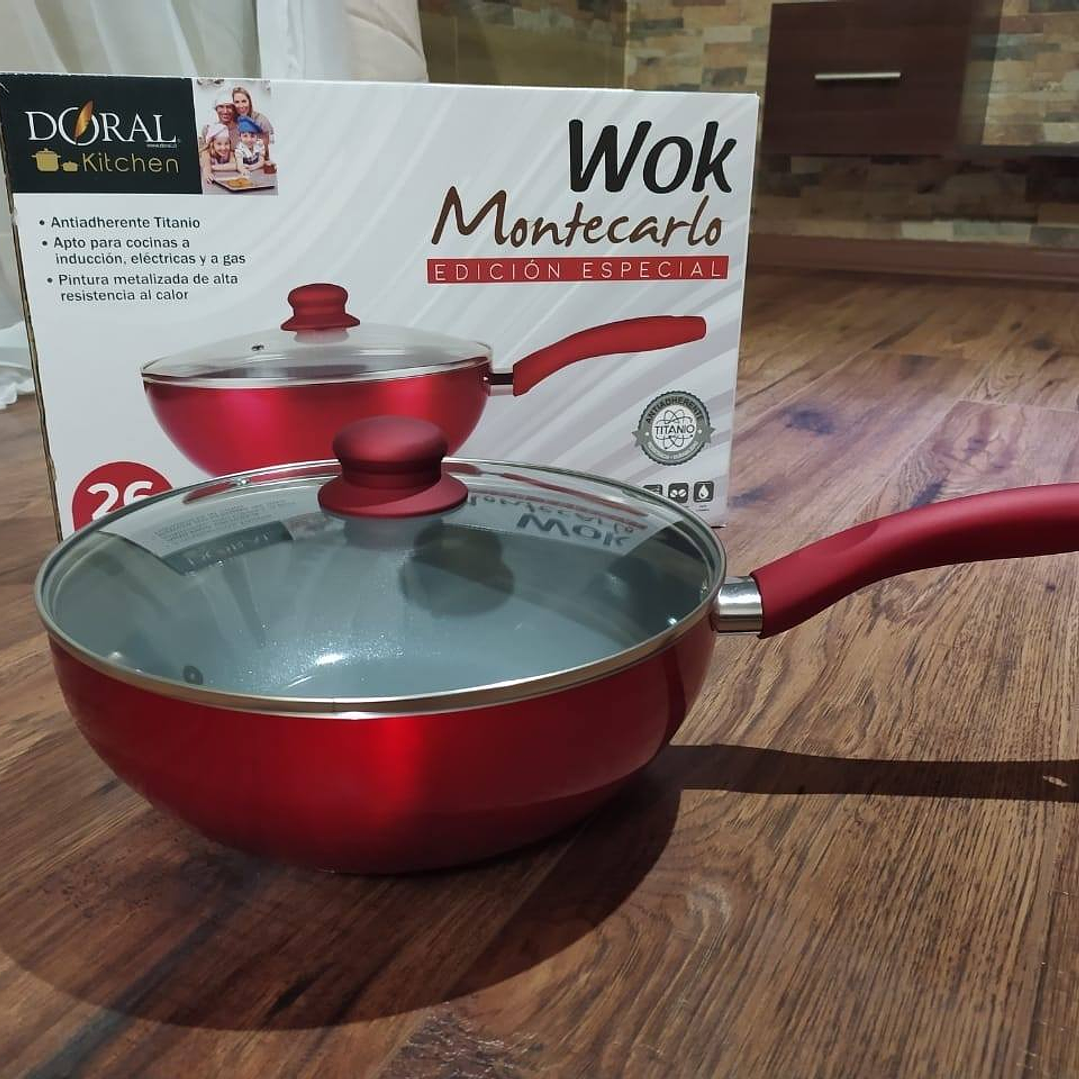 Wok Acero Inoxidable Doral Montecarlo Rojo 26 cm 5