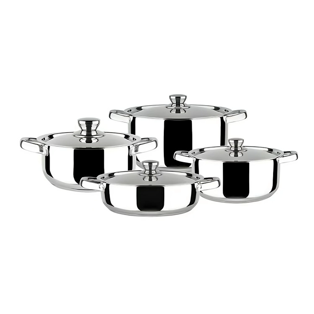 JUEGO DE OLLAS 8 PIEZAS ACERO INOXIDABLE MALAGA DORAL 1