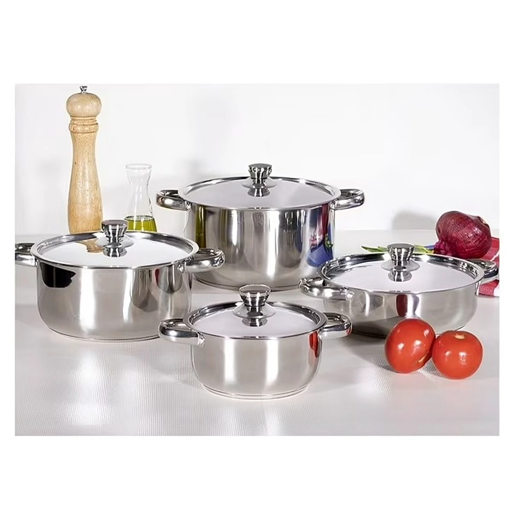 JUEGO DE OLLAS 8 PIEZAS ACERO INOXIDABLE MALAGA DORAL 2