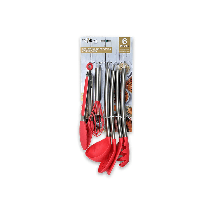 Set De Cocina Utensilio Silicona 6 Piezas ROJO Doral 2