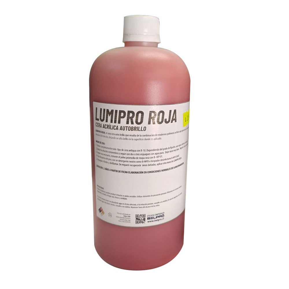 Cera Acrílica Autobrillo Lumipro Color Rojo 1 kg. Belpro