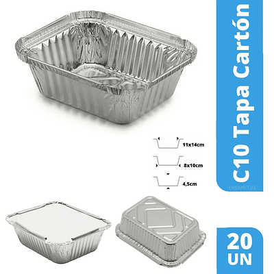Envase De Aluminio C10 Con Tapa Termolaminada Pack 20 Unidades