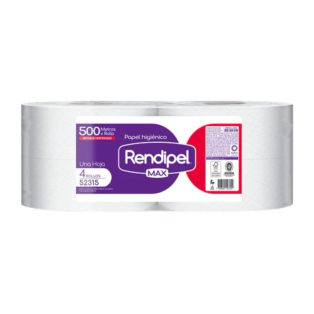 Papel Higiénico H/S 4 X 500 Metros Rendipel