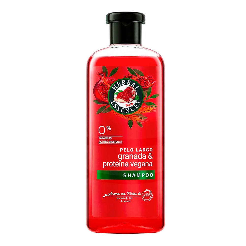 Shampoo Herbal Essences Granada & Proteína Vegana, 400 ml