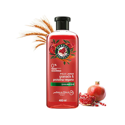 Shampoo Herbal Essences Granada & Proteína Vegana, 400 ml