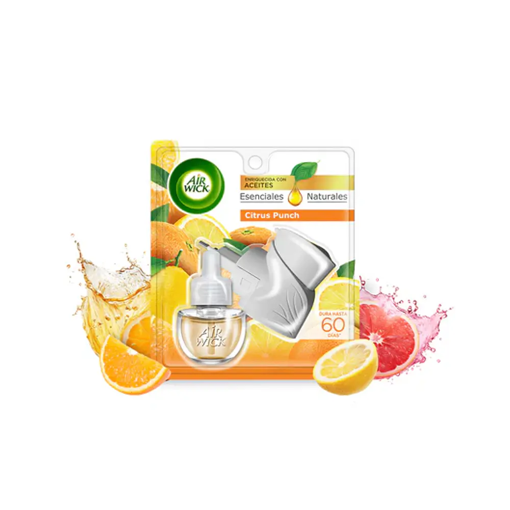 Air wick Desodorante Ambiental Aparato Electrico + 1 recarga Aroma Citrico