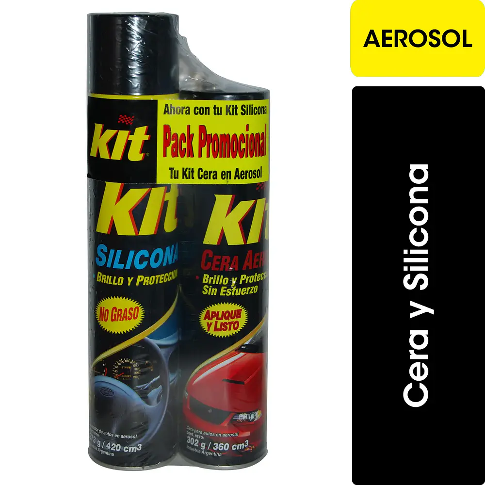 PACK PROMOCION SILICONA 420 CC. Y CERA AEROSOL 360 ML. AUTOMOTRIZ KIT