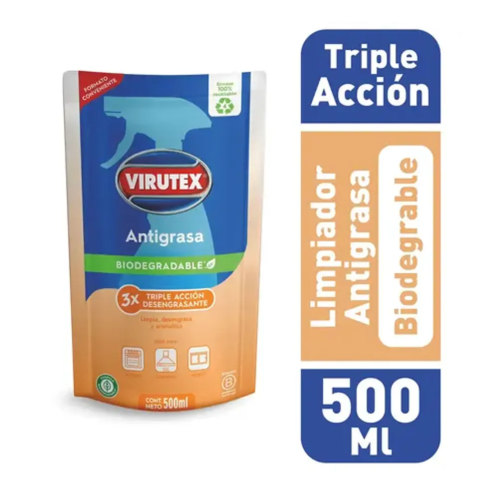 Limpiador Antigrasa aroma Bambu Virutex Doy Pack 500 Ml.