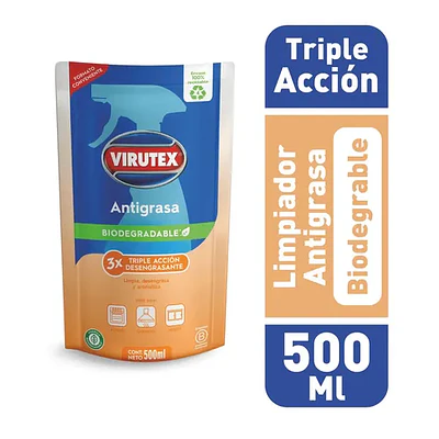 Limpiador Antigrasa aroma Bambu Virutex Doy Pack 500 Ml.