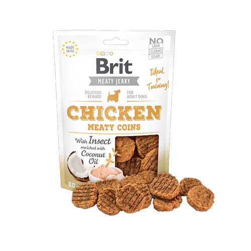 Snack Brit Jerky Snack Chicken With Insect Meat Coins 80gr