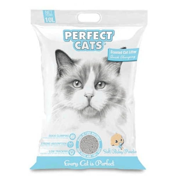 Perfect Cats Arena Sanitaria Aglomerante Aroma Baby Powder 10Lt