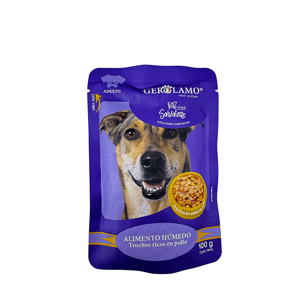 Gerolamo Salvatore Snack Perro Puoch Trocitos en Salsa Pollo 100gr