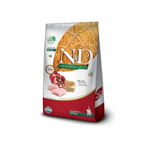 Preventa N&D Ancestral Grain Kitten Pollo y Granada 7,5 kg – Alimento Premium para Gatitos