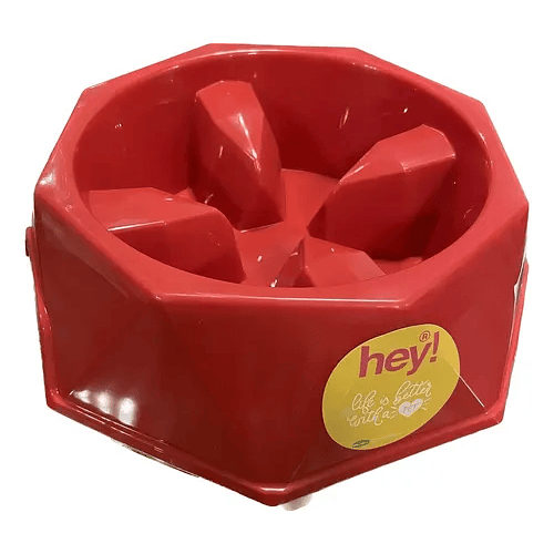 Hey Plato Slow Feeder para Perros y Gatos Rojo - Comedero Anti Ansiedad