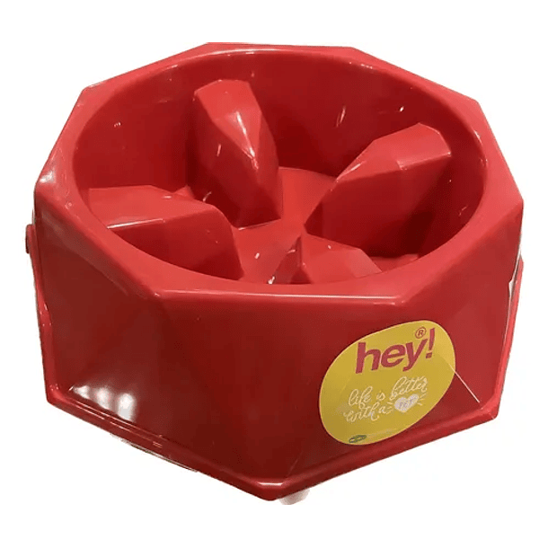 Hey Plato Slow Feeder para Perros y Gatos Rojo - Comedero Anti Ansiedad