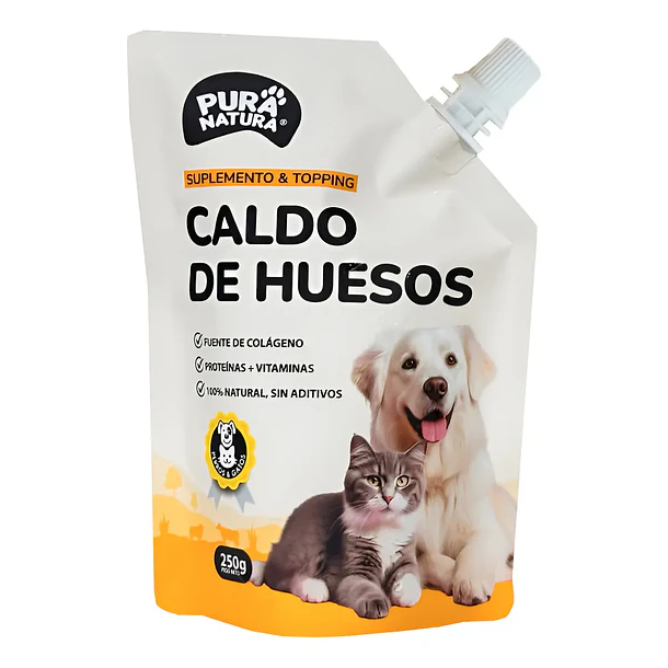 Puranatura Caldo de Hueso para Perros y Gatos 250gr | Nutrición Natural y Sabor Irresistible