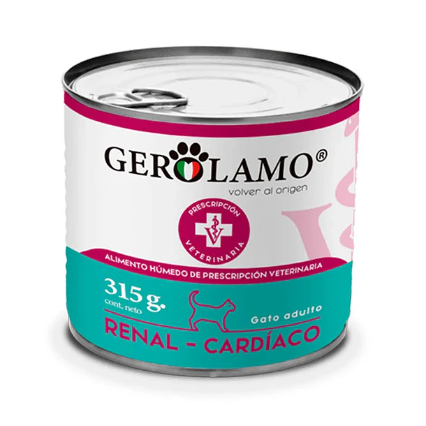 Gerolamo Lata Paté Gato Adulto Renal Cardíaco 315gr | Alimento Húmedo Especializado