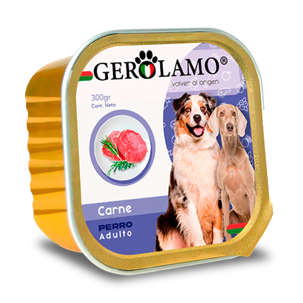 Gerolamo Paté Perro Adulto Carne 300gr Alimento Húmedo para Perros - Snack humedo para Perros