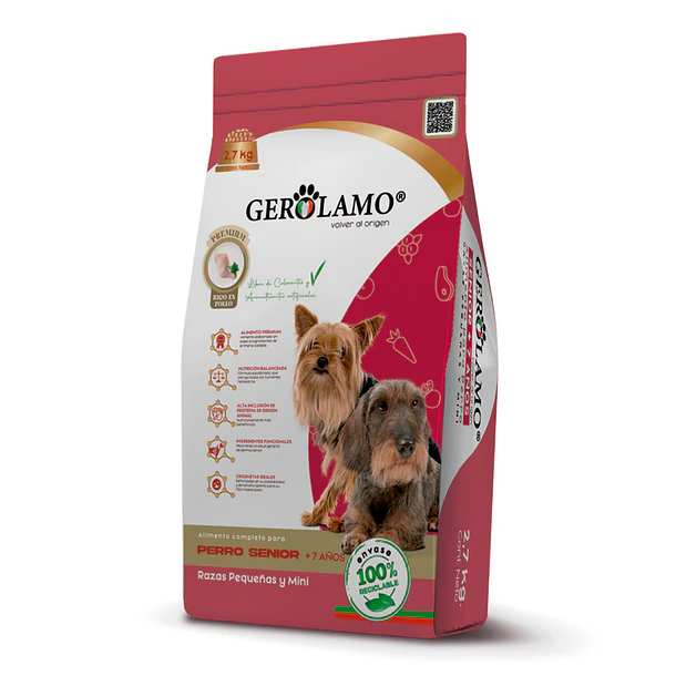Gerolamo Alimento Perro Senior Raza Pequeña y Mini 2.7kg - Alimento Premium para Perros Senior