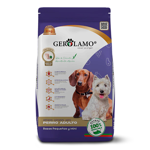 Gerolamo Alimento Perro Adulto Raza Pequeña 2.7kg - Alimento Premium para Perros de Raza Pequeña o Mini