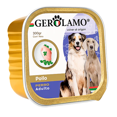 Gerolamo Paté Perro Adulto Pollo 300gr Alimento Húmedo para Perros - Snack humedo para Perros