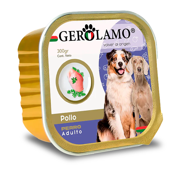Gerolamo Paté Perro Adulto Pollo 300gr Alimento Húmedo para Perros - Snack humedo para Perros