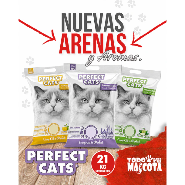 Arenas Perfect Cats Aromas Oferta 3 Unidades – Pack 21 kg Total para Gatos