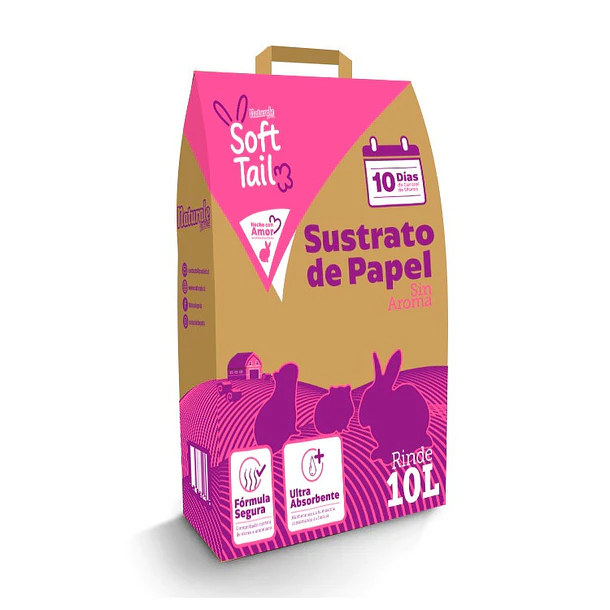 Naturale Soft Tail Sustrato de Papel Sin Aroma 10 Litros | Sustrato Ecológico para Conejos, Cuyes y Hurones