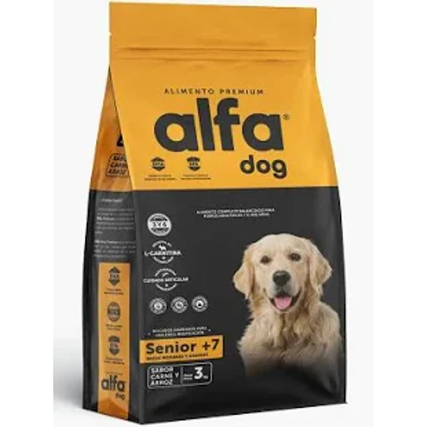 Alfa Dog Premium Senior 3kg - Alimento para Perros Senior Raza Mediana y Grande 
